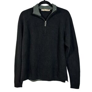 Raffi Sweater Men's Cashmere Luxury Business Casual Pullover 1/4 Zip Black Large